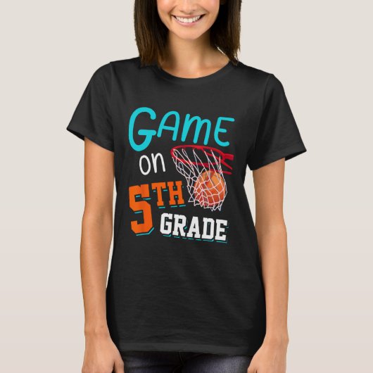 Back To School Game On 5th Grade Fun Basketball Ki Tシャツ (正面)