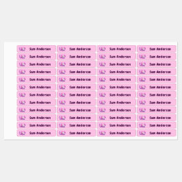 Back to School Girls Pink Axolotl Kids Name ラベル