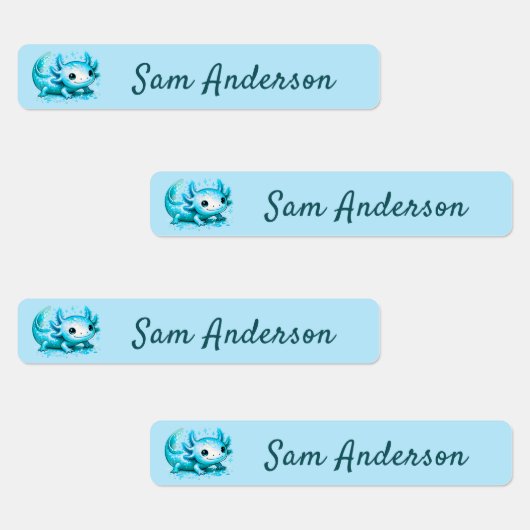 Back to School Girls Pink Axolotl Kids Name ラベル (グループ)