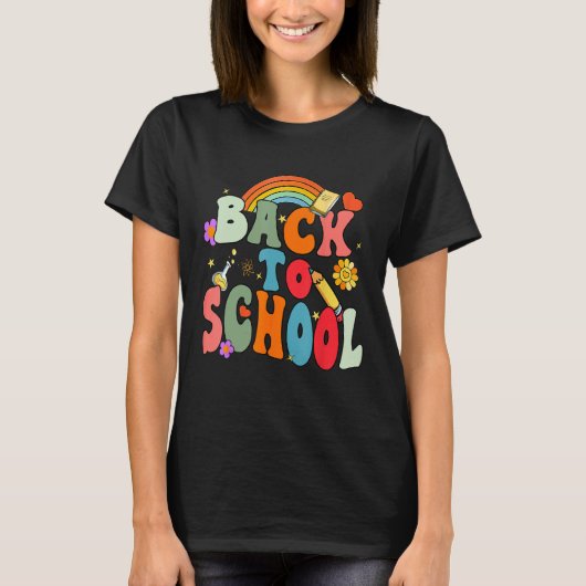 Back To School Happy First Day Of School Groovy Te Tシャツ (正面)