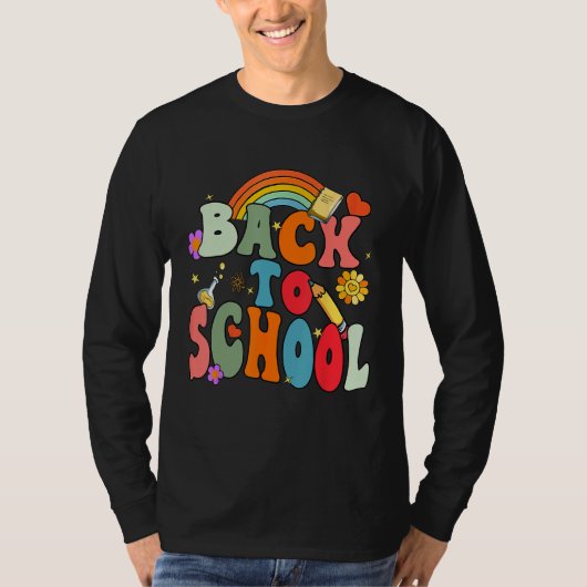Back To School Happy First Day Of School Groovy Te Tシャツ (正面)