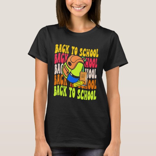 Back To School Happy First Day Of School Groovy Te Tシャツ (正面)