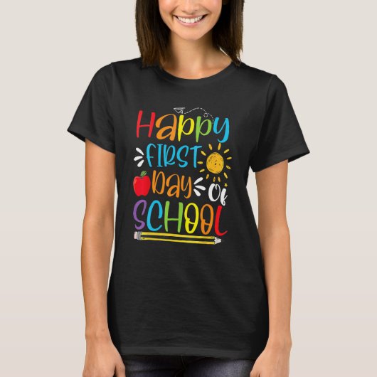 Back To School Happy First Day Of School Teacher S Tシャツ (正面)