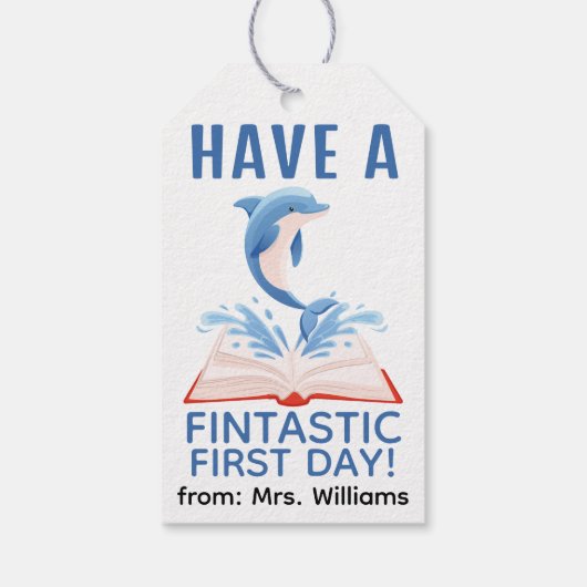 Back to School Have a Fintastic First Day Dolphin ギフトタグ (裏面)