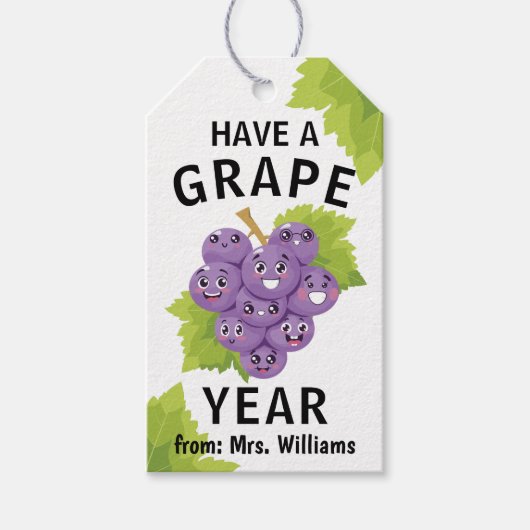 Back to School Have a Great Year Cute Fun Grape ギフトタグ (正面)