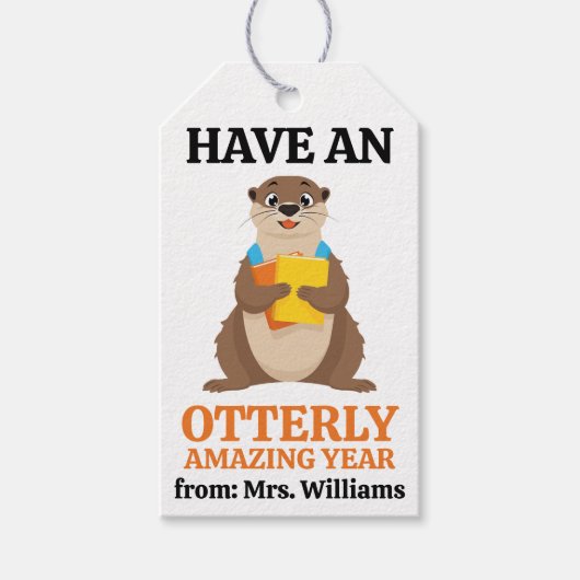 Back to School Have an otterly amazing year Pun ギフトタグ (正面)