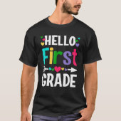 Back To School Hello 1st Grade First Day Teacher S Tシャツ (正面)