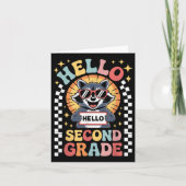 Back To School Hello 2nd Grade Raccoon Second Grad カード (正面)