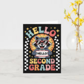 Back To School Hello 2nd Grade Raccoon Second Grad カード (黄色い花)