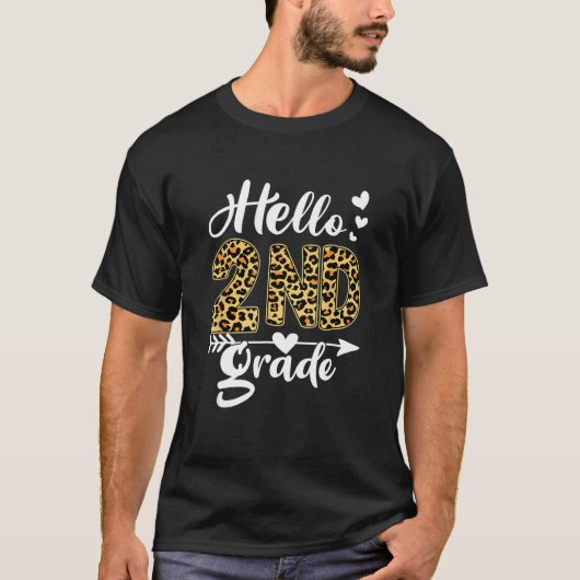 Back To School Hello 2nd Grade Second Grade Leopar Tシャツ (正面)