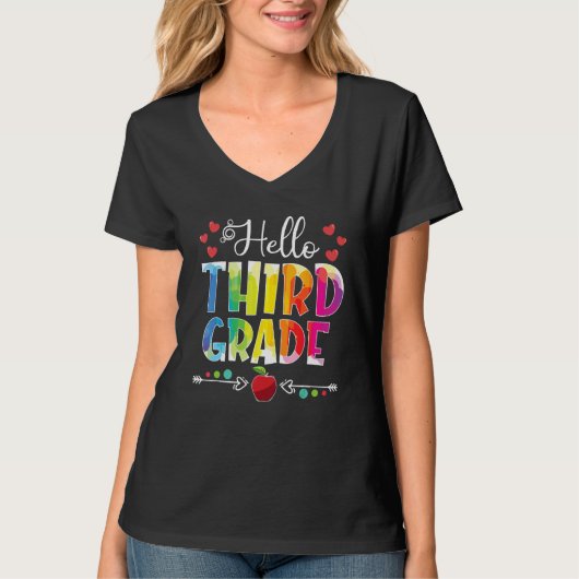 Back To School Hello 3rd Grade Girls Boys Teacher  Tシャツ (正面)