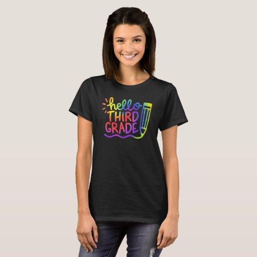 Back To School Hello 3rd Grade Third Grade Teacher Tシャツ (正面フル)