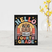 Back To School Hello 4th Grade Capybara Fourth Gra カード (黄色い花)