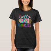 Back To School Hello 4th Grade Leopard Tie Dye Pen Tシャツ (正面)