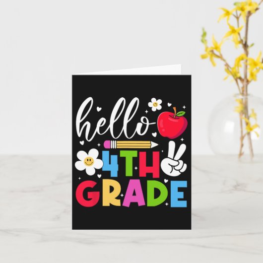 Back To School Hello Fourth Grade Team 4th Grade B カード (黄色い花)