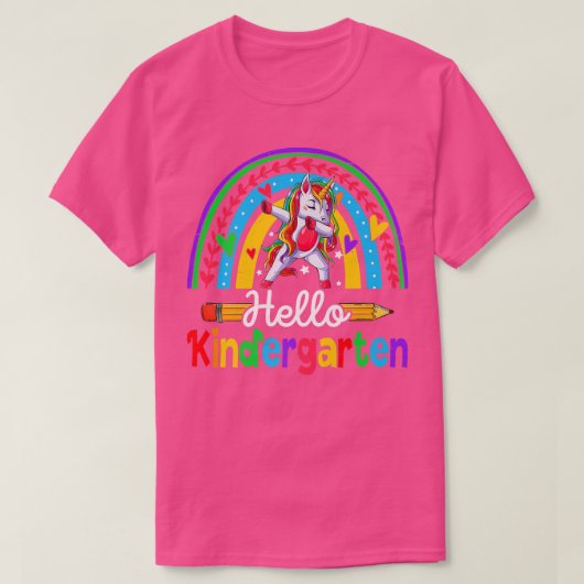 Back To School Hello Kindergarten Dabbing Unicorn  Tシャツ (デザイン正面)