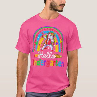 Back To School Hello Kindergarten Dabbing Unicorn  Tシャツ