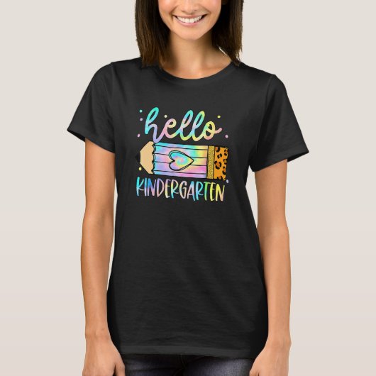 Back To School Hello Kindergarten Leopard Pencil K Tシャツ (正面)