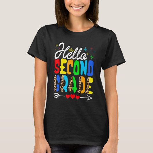 Back To School Hello Second Grade Leopard First Tシャツ (正面)