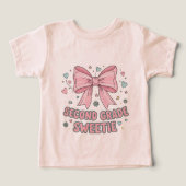 Back to School Kids T-shirt with Pink Bow  (デザイン正面)