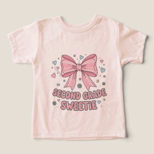 Back to School Kids T-shirt with Pink Bow (デザイン正面)