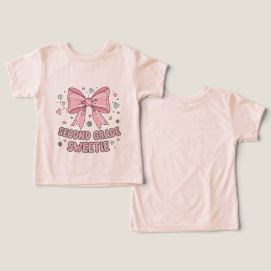 Back to School Kids T-shirt with Pink Bow  (デザイン正面&裏面)