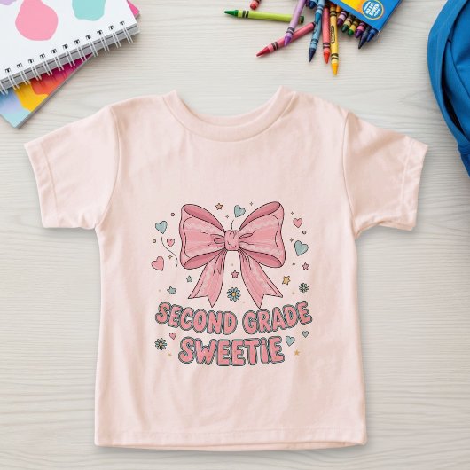Back to School Kids T-shirt with Pink Bow 