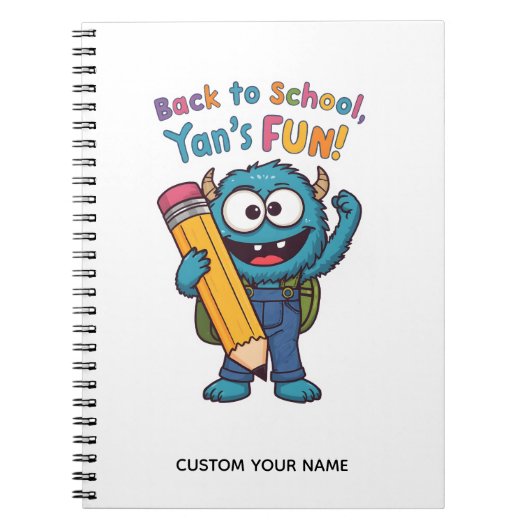Back to School Monster | Cute Blue Creature  ノートブック (正面)