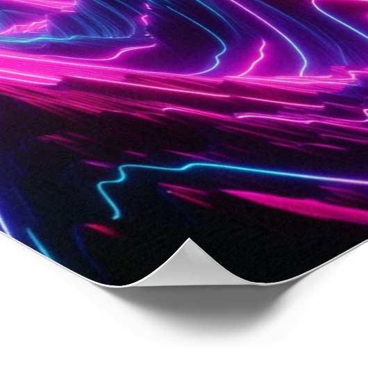 Back to School Neon Cosmic Mountain View ポスター (角)