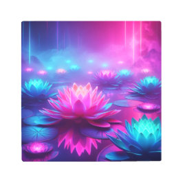 Back to School Neon Lotus Dream Glow メタルプリント
