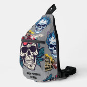 Back to school or hell Big skull floral Grey スリングバッグ (右コーナー)