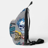 Back to school or hell Big skull floral Grey スリングバッグ (右)