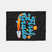 Back to school outer space teacher first grade フリースブランケット (正面(横))