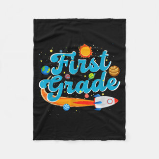 Back to school outer space teacher first grade フリースブランケット
