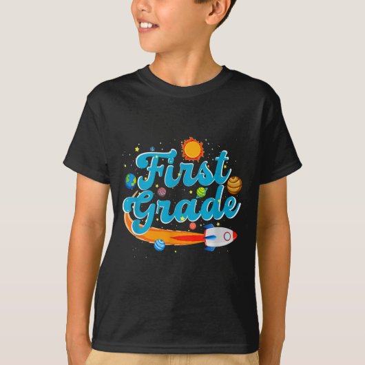 Back to school outer space teacher first grade tシャツ (正面)