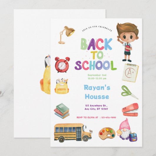 Back to School Party 招待状 (正面/裏面)