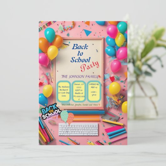 back-to-school party invitation 招待状 (スタンド正面)