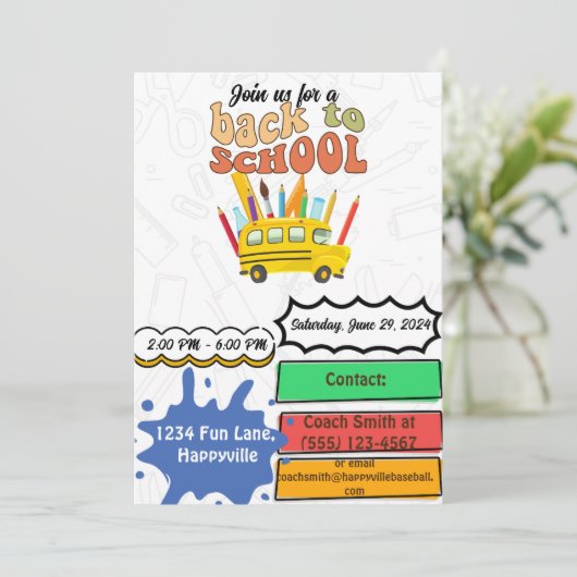 back-to-school party invitation 招待状 (スタンド正面)