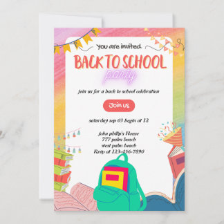 back-to-school party invitation  招待状