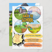 back-to-school party invitation 招待状 (正面/裏面)