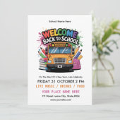 Back to School Party Kids Fun & Colorful Editable  招待状 (スタンド正面)