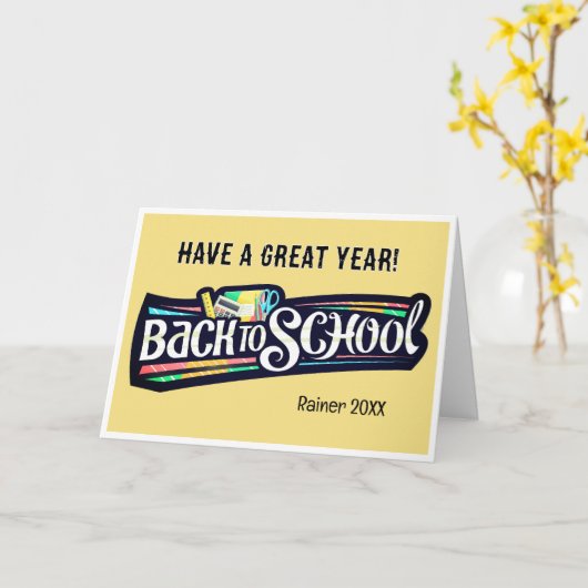 Back to School Personalized Folded Greeting Card カード (黄色い花)