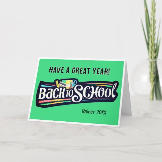 Back to School Personalized Folded Greeting Card カード (正面)