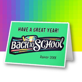 Back to School Personalized Folded Greeting Card カード