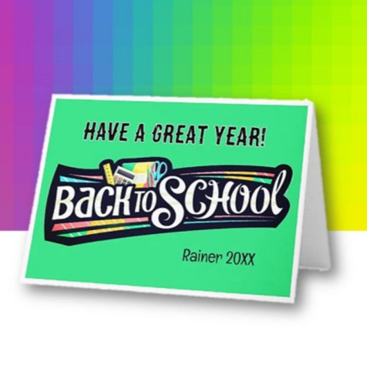 Back to School Personalized Folded Greeting Card カード