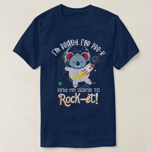Back To School PreK Space Rocket Astronaut Koala L Tシャツ (デザイン正面)