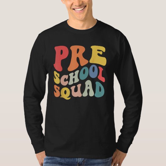 Back to School Preschool Squad Groovy Teacher Kids Tシャツ (正面)