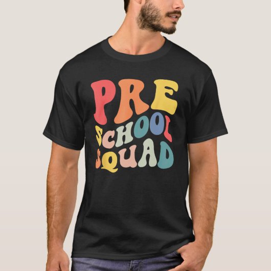 Back to School Preschool Squad Groovy Teacher Kids Tシャツ (正面)