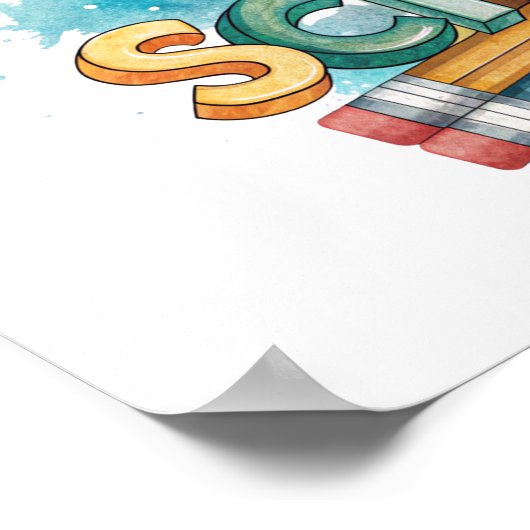 Back to School Printable Poster Sign ポスター (角)