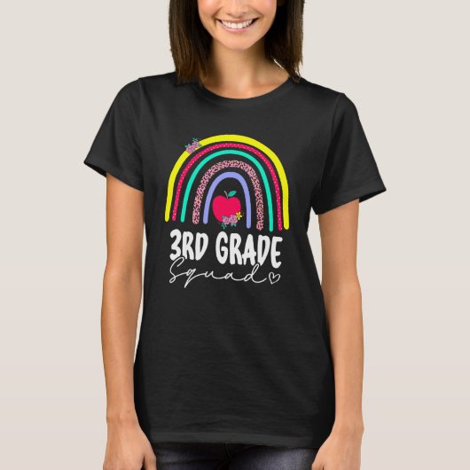 Back To School Rainbow 3rd Third Grade Squad Teach Tシャツ (正面)